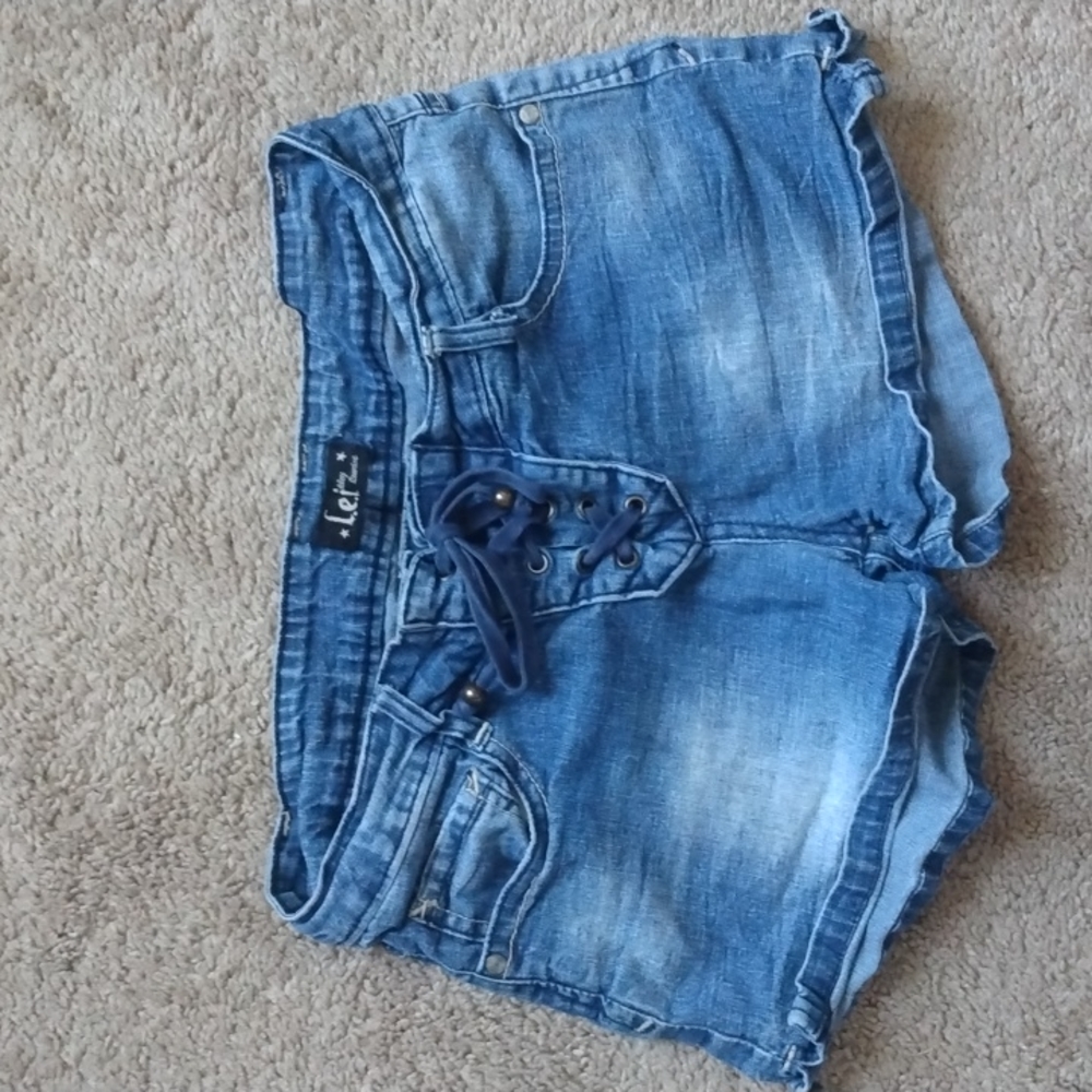 Jean lace up shorts